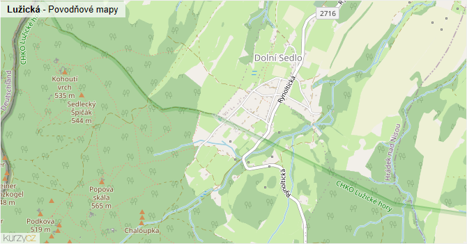 Lužická - záplavové mapy stoleté vody
