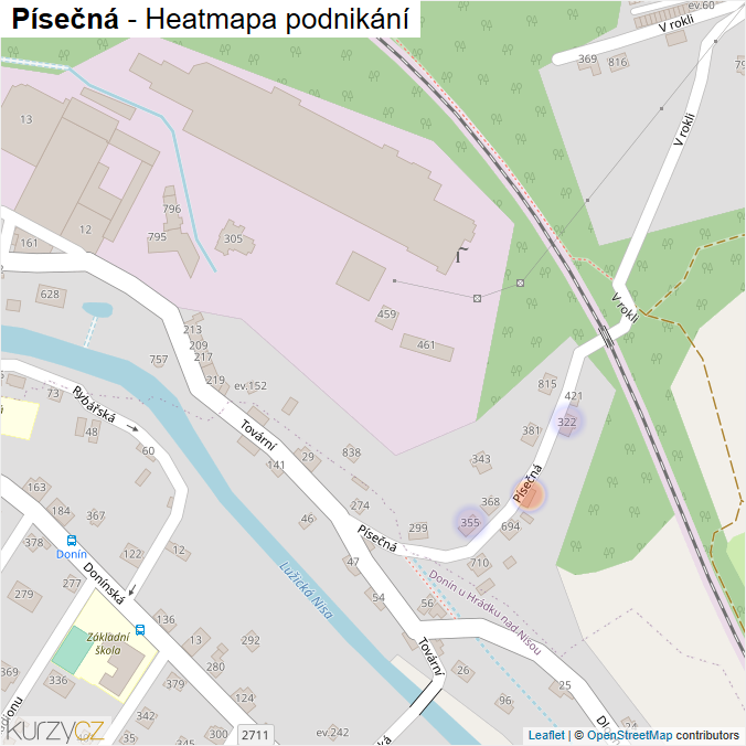 Mapa Písečná - Firmy v ulici.