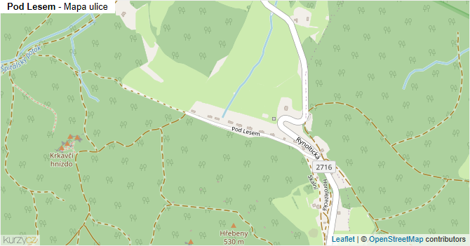 Pod Lesem - mapa ulice