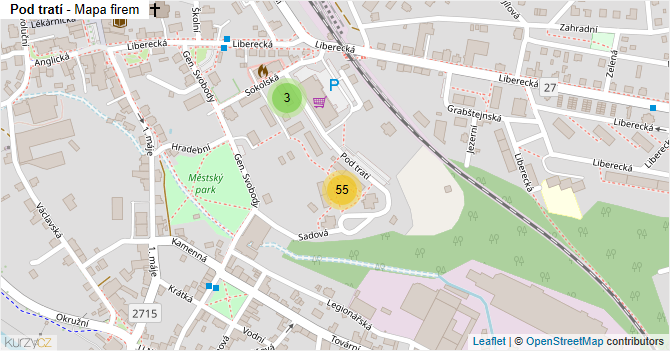 Pod tratí - mapa firem