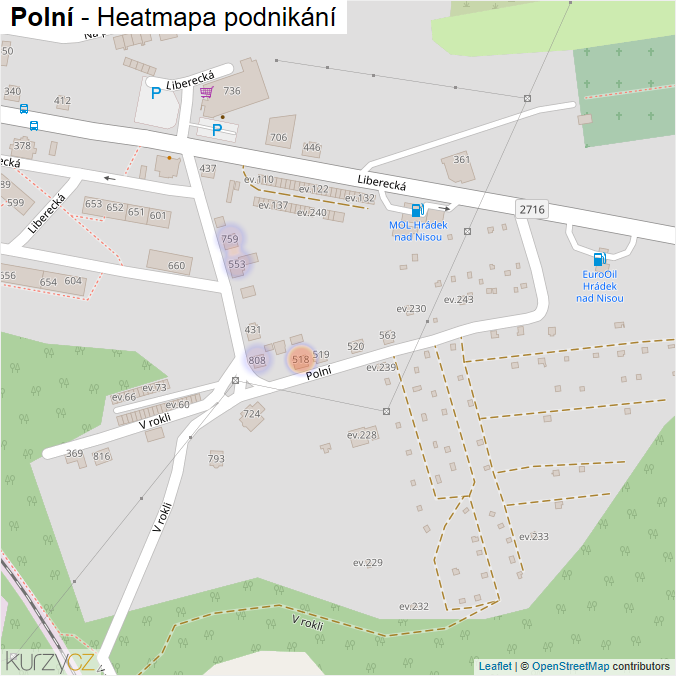 Mapa Polní - Firmy v ulici.