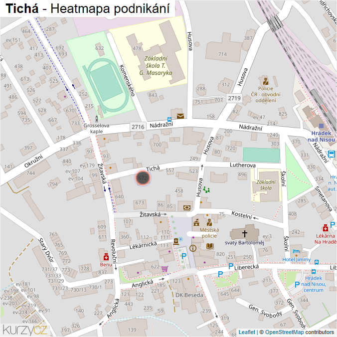 Mapa Tichá - Firmy v ulici.