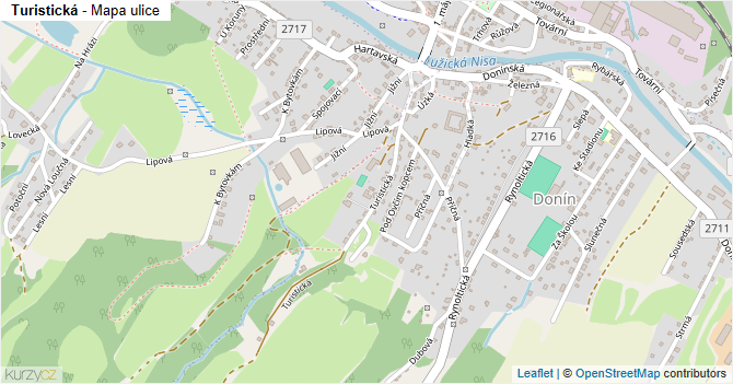 Turistická - mapa ulice
