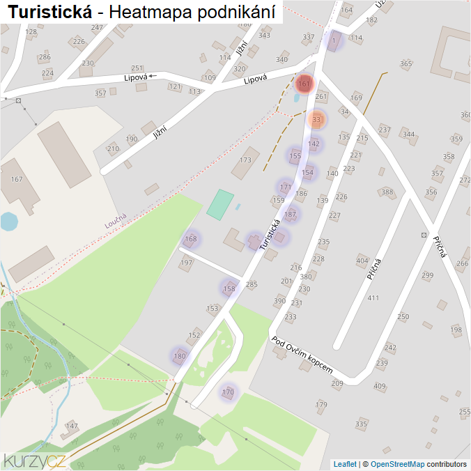 Mapa Turistická - Firmy v ulici.
