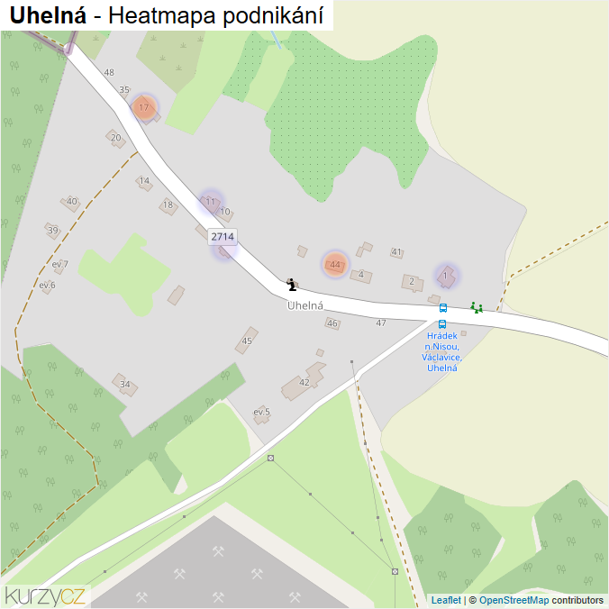 Mapa Uhelná - Firmy v části obce.