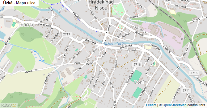 Úzká - mapa ulice