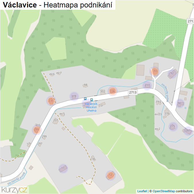 Mapa Václavice - Firmy v části obce.