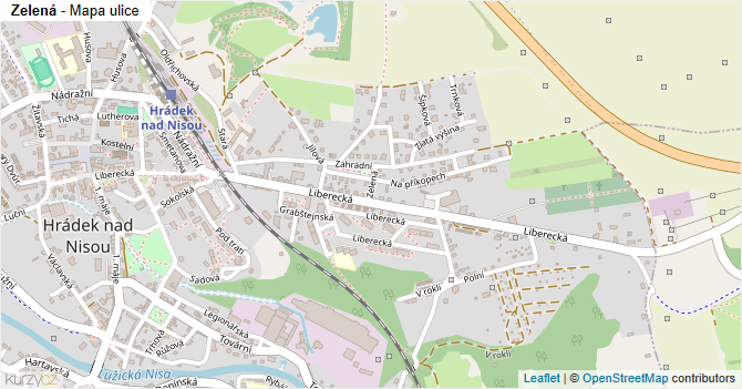 Zelená - mapa ulice