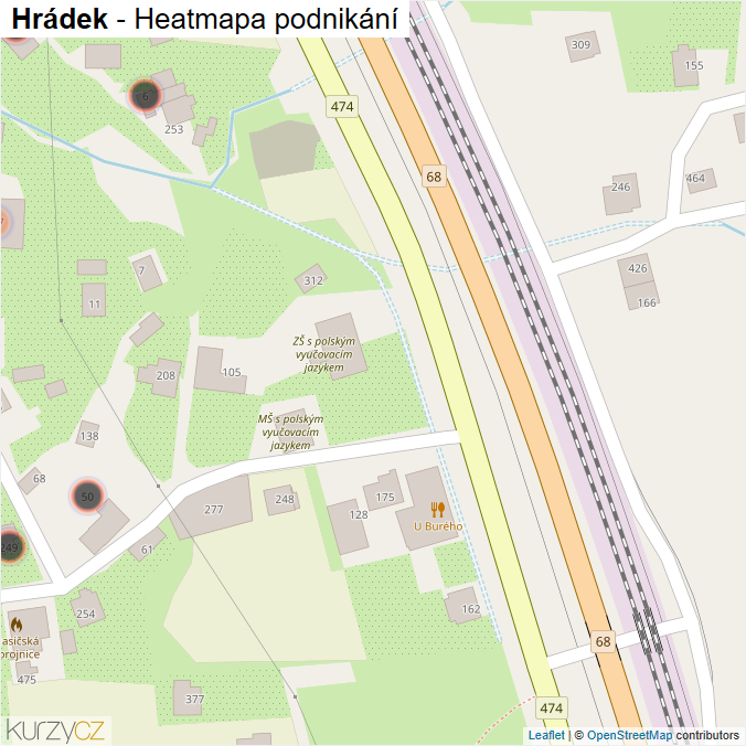 Mapa Hrádek - Firmy v obci.