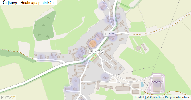 Čejkovy - mapa podnikání