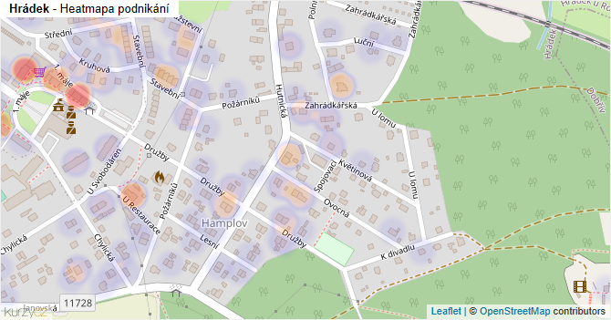 Hrádek - mapa podnikání