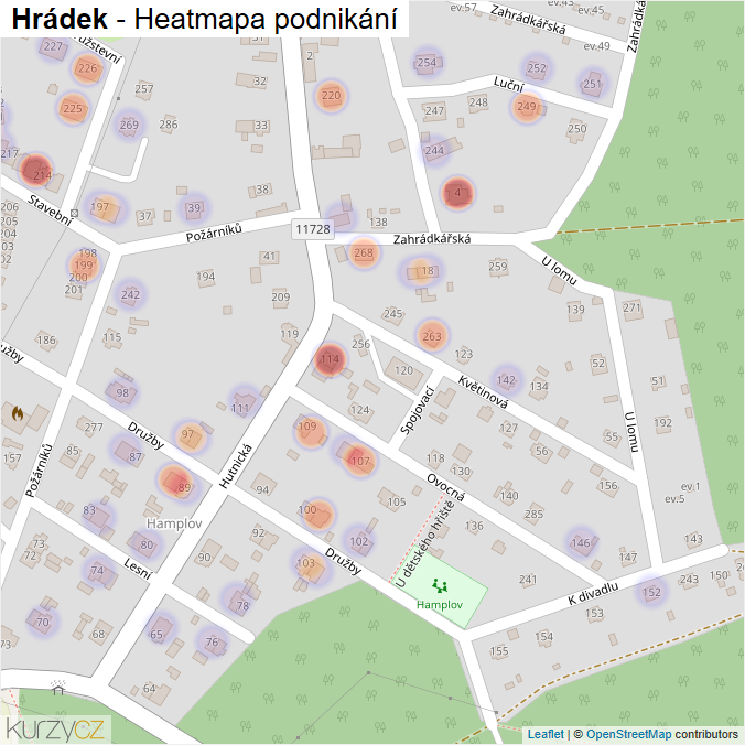 Mapa Hrádek - Firmy v obci.