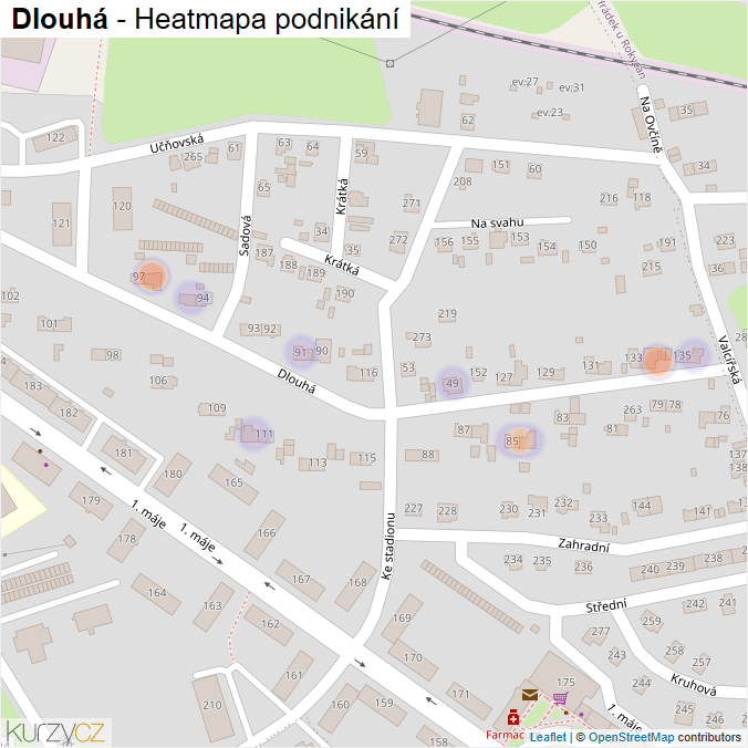 Mapa Dlouhá - Firmy v ulici.
