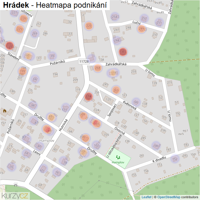 Mapa Hrádek - Firmy v části obce.