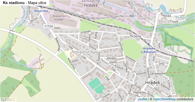 Ke stadionu - mapa ulice