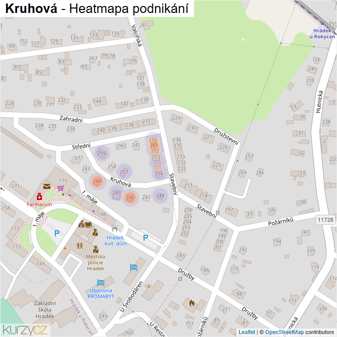 Mapa Kruhová - Firmy v ulici.