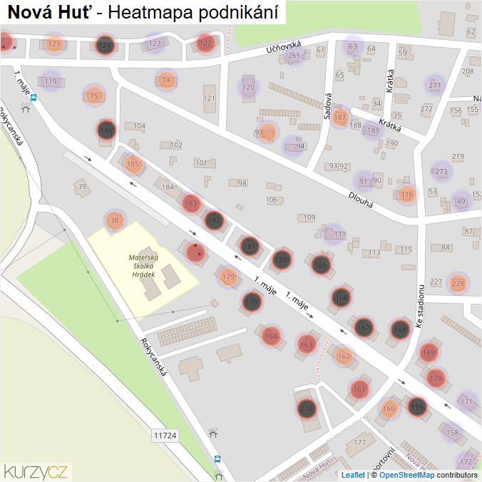 Mapa Nová Huť - Firmy v části obce.
