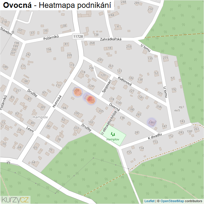 Mapa Ovocná - Firmy v ulici.