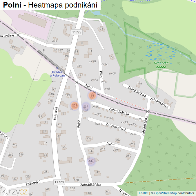 Mapa Polní - Firmy v ulici.