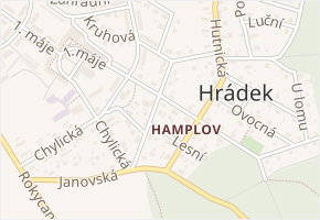 Požárníků v obci Hrádek - mapa ulice