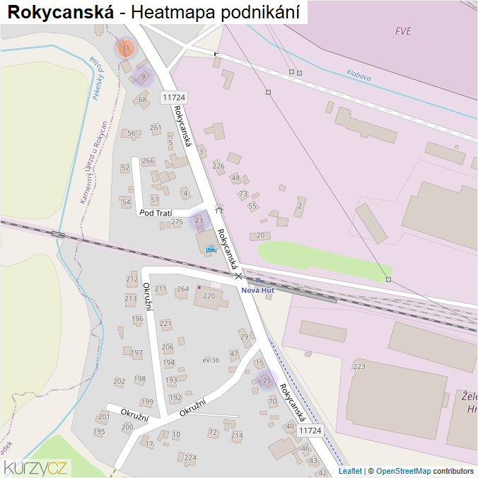 Mapa Rokycanská - Firmy v ulici.