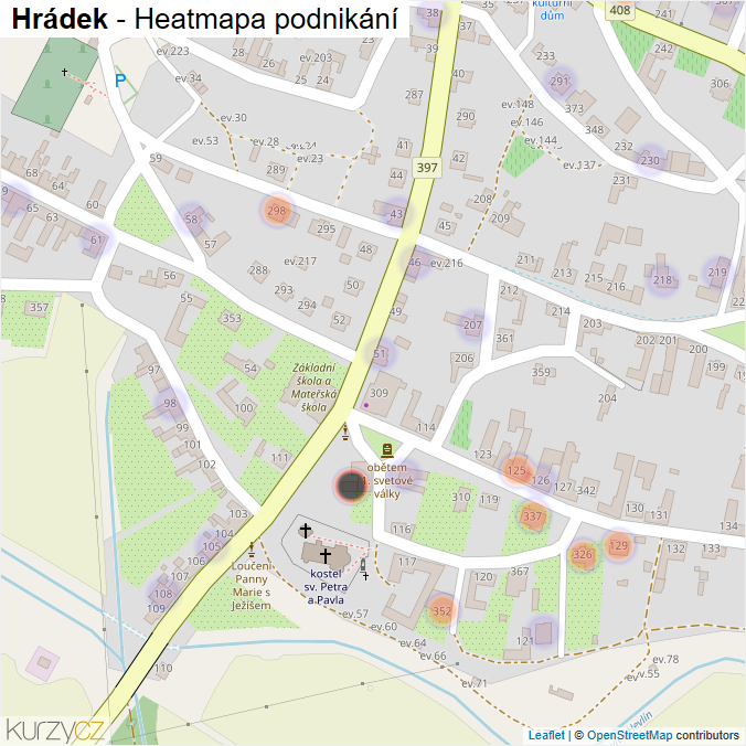 Mapa Hrádek - Firmy v části obce.