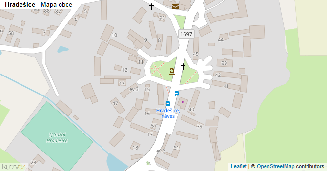 Hradešice - mapa obce