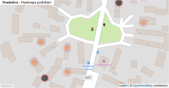 Hradešice - mapa podnikání