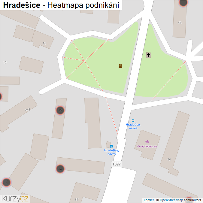 Mapa Hradešice - Firmy v obci.