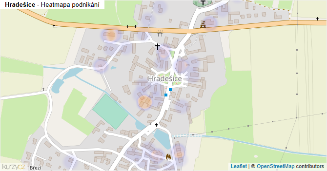 Hradešice - mapa podnikání