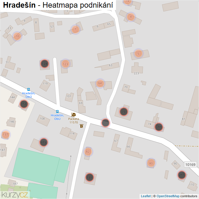 Mapa Hradešín - Firmy v obci.