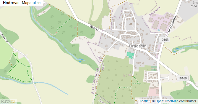 Hodrova - mapa ulice
