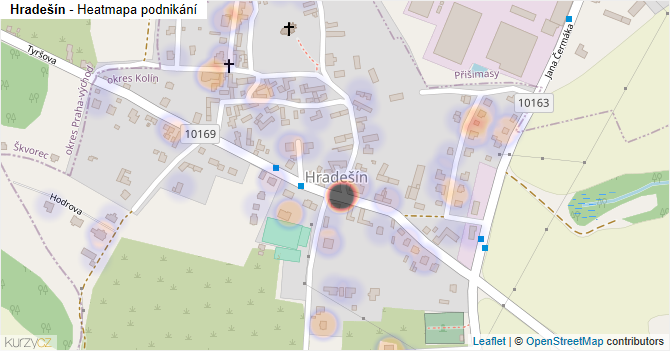 Hradešín - mapa podnikání