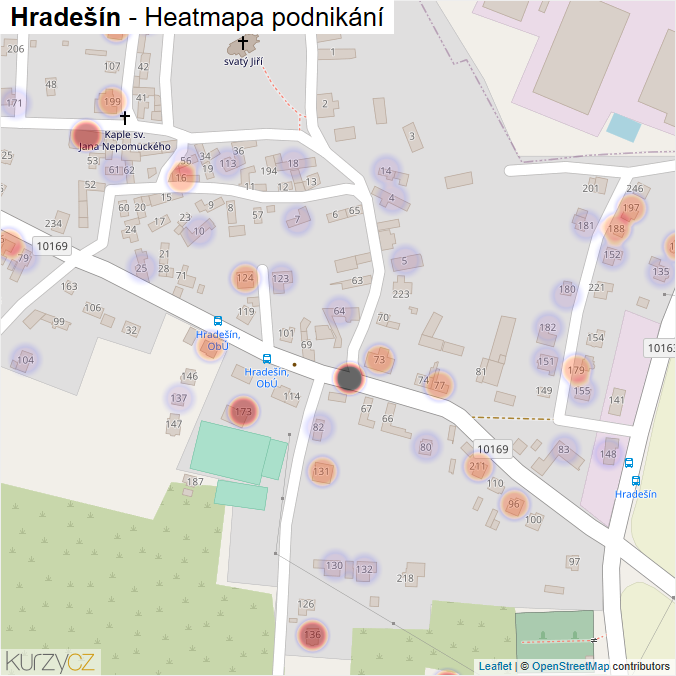 Mapa Hradešín - Firmy v části obce.