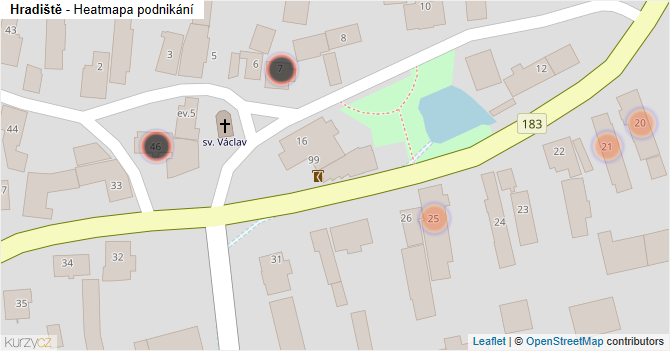 Hradiště - mapa podnikání