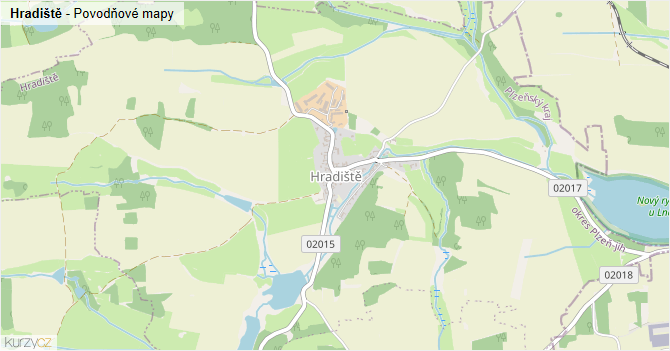 Hradiště - záplavové mapy stoleté vody