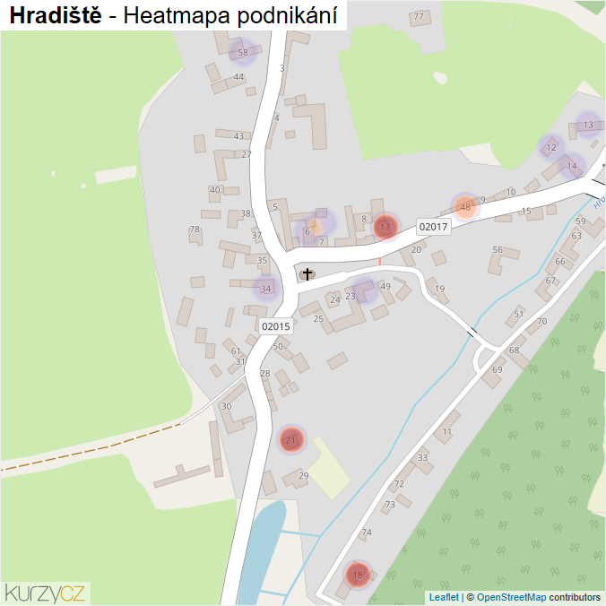 Mapa Hradiště - Firmy v části obce.