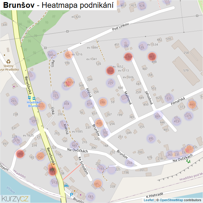Mapa Brunšov - Firmy v části obce.