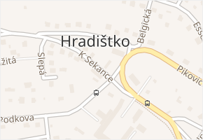 Hradištko v obci Hradištko - mapa části obce