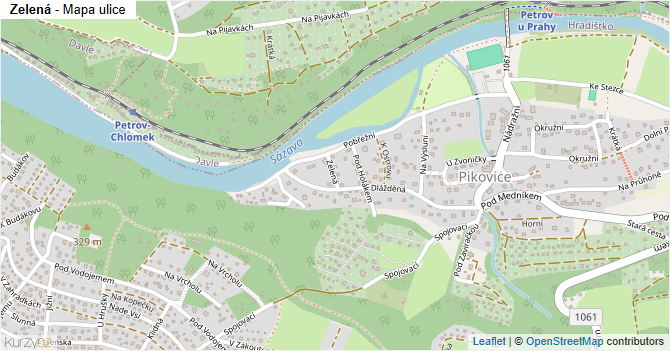 Zelená - mapa ulice