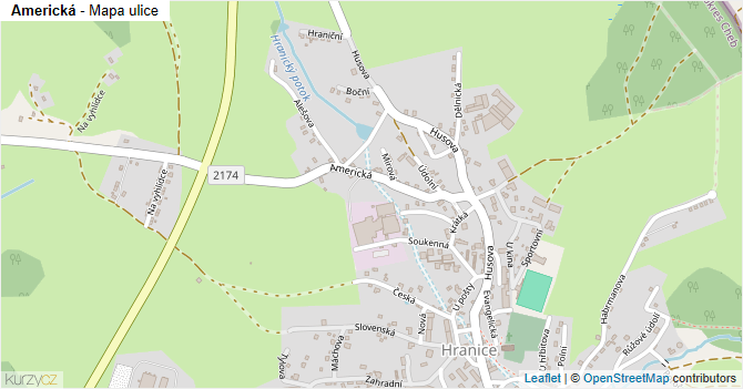 Americká - mapa ulice