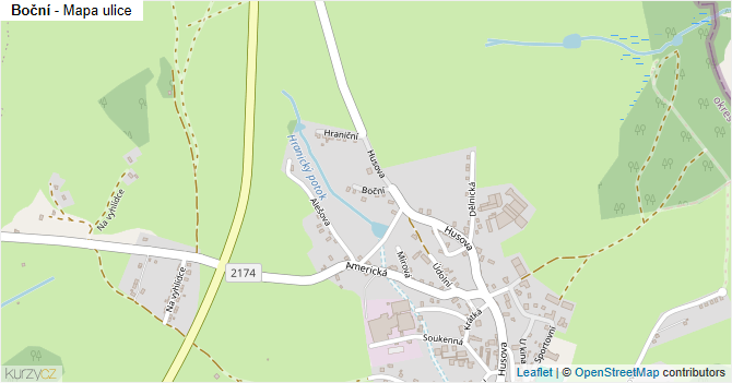 Boční - mapa ulice