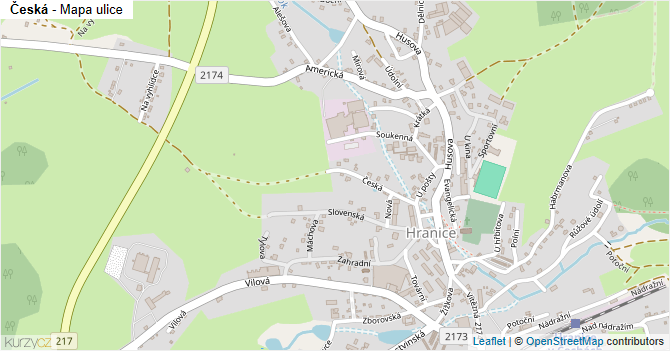 Česká - mapa ulice