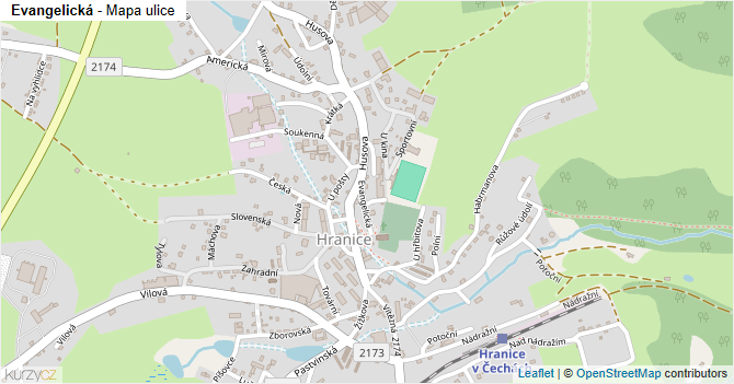 Evangelická - mapa ulice