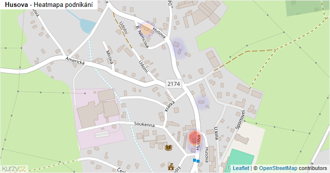Husova - mapa podnikání