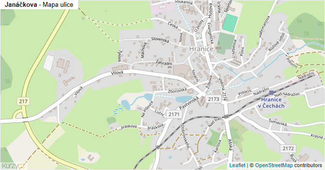Janáčkova - mapa ulice