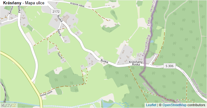 Krásňany - mapa ulice