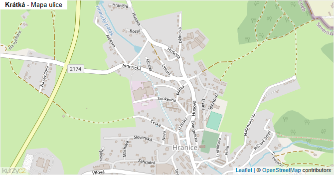 Krátká - mapa ulice