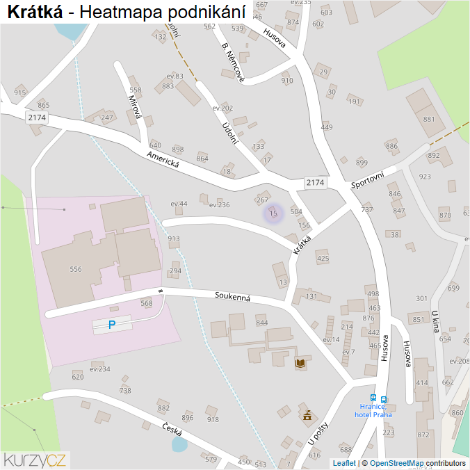 Mapa Krátká - Firmy v ulici.