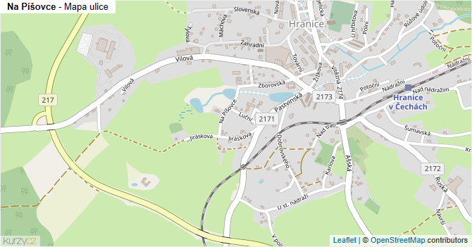 Na Píšovce - mapa ulice